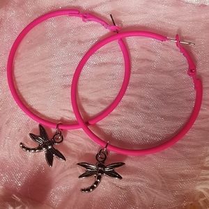 Pink Dragon hoop earrings